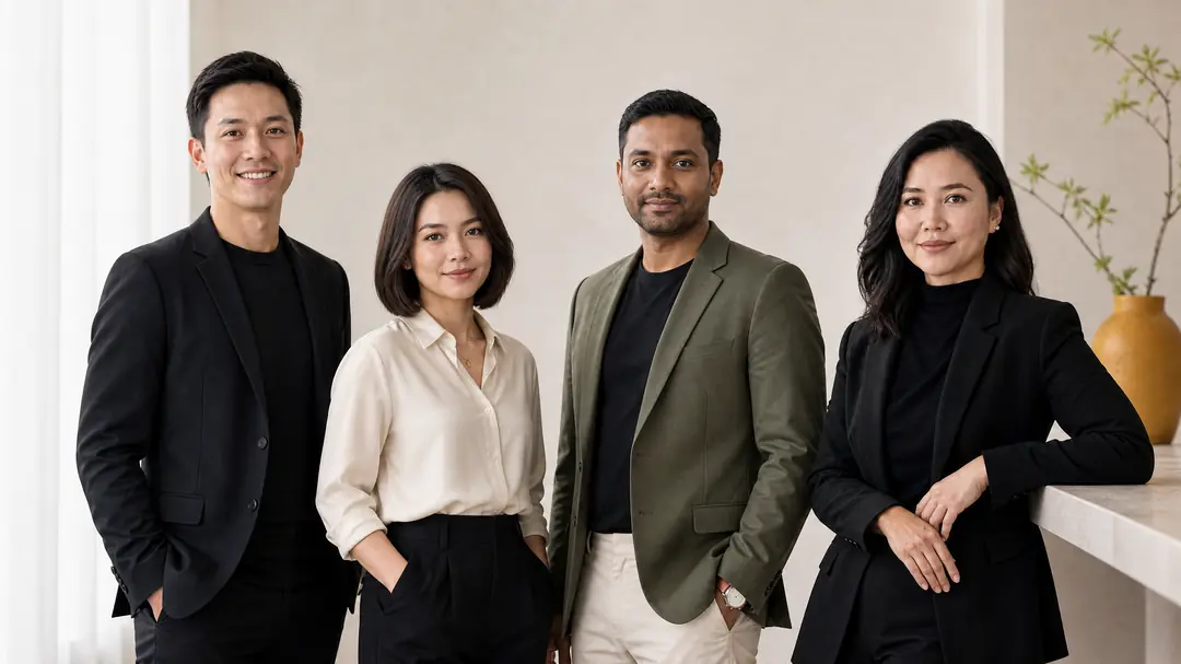 Original Bachmeijer visual study for the Magazine guide “Building Consistent Team Headshots for a Growing Singapore Business”, covering property media and professional portraits in Singapore and Johor Bahru.